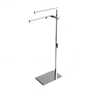 Porte-serviettes sur pied avec cadre chromé et 2 bras pour articles de bain et de toilette - Product Image 1