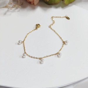 Dainty Pearl Rosary <b>Bracelet</b> 925 Sterling Silver 14K Gold Plated <b>Stainless</b> <b>Steel</b> Chain Fashion Jewelry Gift For Her - Product Image 6