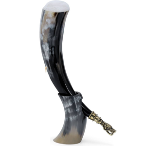 Cuerno vikingo de alta calidad para beber con soporte de diseño natural, técnica pulida artesanal, logotipo personalizado para Navidad - Product Image 5