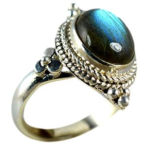 Boho Chic <b>Labradorite</b> Oval Cut 925 Sterling Silver Handmade <b>Ring</b> Perfect November Birthstone Jewelry Gift for Her Birthday - Product Image 1