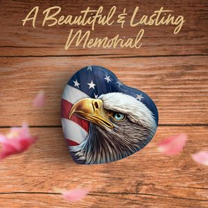 Urna de águila americana en forma de corazón-Bandera americana para cenizas con caja y bolsa-Urna de recuerdo de corazón conmemorativo-Hecha a mano - Product Image 6