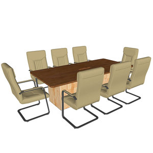 Contemporary Minimalist Rectangular Meeting <b>Table</b> 240x120cm with Rubber Wood Legs for Conference Room & Hotel (BH68008) - Product Image 2