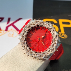 Độc đáo màu đỏ sang trọng Mens cơ khí tinh thể kim cương xem với đầy đủ tôn tạo trường hợp nghệ thuật <span class=keywords><strong>bezel</strong></span> và thời trang tuyên bố nhìn - Product Image 1