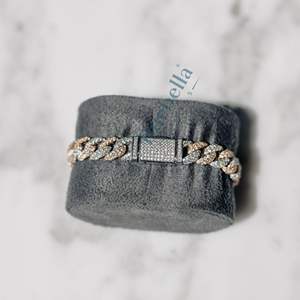 Fine Hip Hop Jewelry 8.5mm 14K White & Rose Gold 2 Tone VVS Moissanite Diamond Iced Out Cuban Link Bracelet for <b>Men</b> - Product Image 4