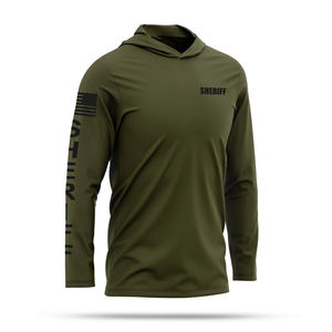 Camiseta deportiva de manga larga SHERIFF para hombre, sudaderas con capucha, fabricante de ropa de caza para deportes al aire libre con logotipo personalizado - Product Image 3