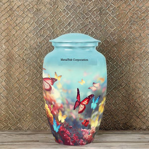 Unique New Design Metal Cremation Urns <b>Memorial</b> Ashes Burial Jars Butterflies Funeral Keepsake Jars for Male Female Pet Ashes - Product Image 1