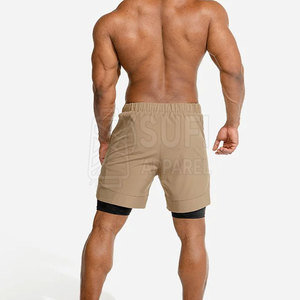 Shorts de sport pour hommes, solides, pour la salle de sport, la course à pied, l'entraînement, avec cordon de serrage, séchage rapide, pour l'entraînement en extérieur et en intérieur - Product Image 2