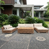Ensemble de chaises de jardin portables en rotin tressé à la main, modernes, écologiques, durables, pour l'extérieur, avec coussins beiges, pour le parc