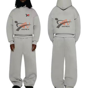 ชุดวอร์มผ้าฟลีซเนื้อหนาแบบสบายๆ ผลิตจากผ้าฝ้าย 100% สำหรับผู้ชาย เสื้อฮู้ดดี้และกางเกงขายาวจ็อกเกอร์ ผลิตโดยผู้ผลิตชุดวอร์ม - Product Image 1