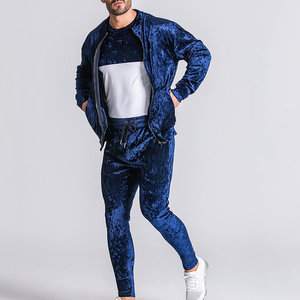 Wholesale Men Velvet <b>Tracksuit</b> Customized Logo Printing High Quality Light Weight Professional Men <b>Tracksuit</b> In Solid Color - Product Image 2