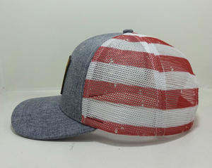 Logotipo de cuero estructurado Sombrero de camionero de tela de malla y algodón de perfil medio de color gris de alta calidad de 6 paneles en la fábrica de Vietnam - Product Image 3