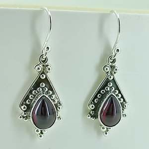 Boucles d'oreilles pendantes Navya Craft pour femmes, argent sterling 925, grenat, accessoire de mode - Product Image 3