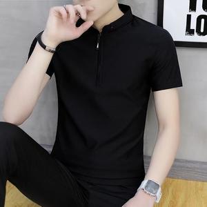 Camiseta de manga corta OEM con diseño de logotipo personalizado para hombre, camiseta de manga corta con cuello levantado para hombre y POLO para parejas, ropa superior - Product Image 1