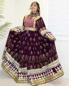 Conjunto de vestido de mujer Vintage afgano antiguo, ropa de boda elegante con bordado hecho a mano, vestidos afganos transpirables únicos - Product Image 3