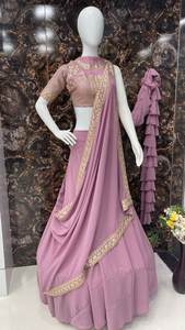 Georgette งานลำดับหนัก Chine lehengas กับทำงาน dupatta สวมใส่ล่าสุด - Product Image 4