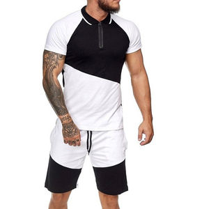 Conjuntos de algodón para hombre, conjuntos de verano de manga corta de Color contrastante, conjunto de dos piezas, ropa de verano 2023, conjuntos de verano para hombre - Product Image 4
