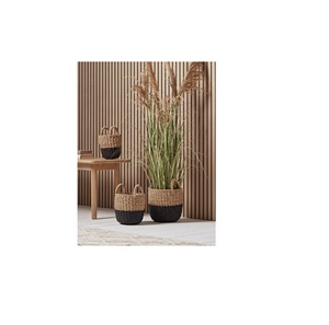 Rotin tissé à la main grand panier à linge herbe de mer panier Pots panier jonc de mer Pot de fleur avec poignée tissé à la main intérieur - Product Image 1