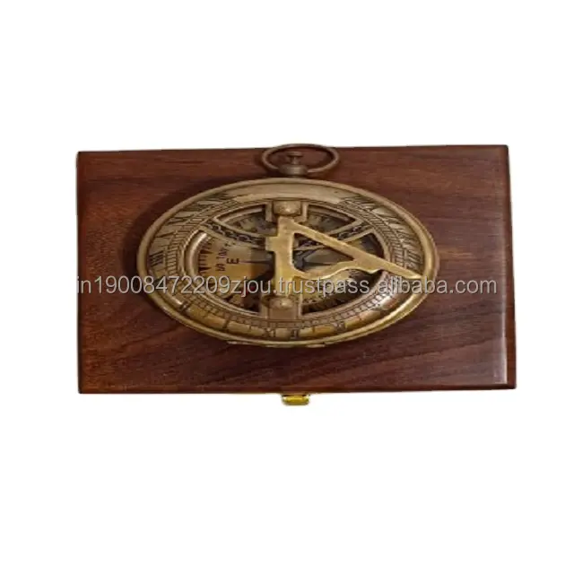 Горячая Распродажа морской латунный плоский компас с крышкой морской магнитный компас с деревянной коробкой для пеших прогулок и подарков для коллекционеров