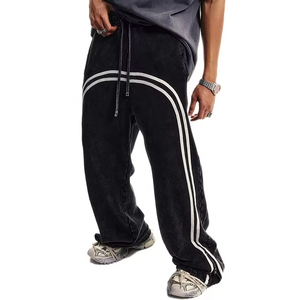 กางเกงแทร็คผู้ชายหรูหรา OEM ระบายอากาศได้ดี ปักลาย ออกแบบเองได้ ใส่ได้ทั้งชายและหญิง กางเกงวอร์มทรงตรง ล้างสีแบบ Acid Wash สำหรับฤดูใบไม้ร่วง - Product Image 5