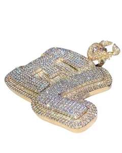 Pendentif 'P' personnalisé en argent sterling 925, diamant moissanite VVS, plaqué or, style hip-hop, bijoux fins, collection de cadeaux - Product Image 1