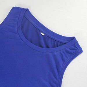 Camisetas sin mangas informales de verano para mujer, cuello redondo, camisa túnica curva fluida holgada con bordado y decoración de apliques - Product Image 5
