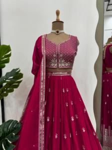 Vêtements de mariage de créateur Lehenga Choli avec fil et séquence - Product Image 6