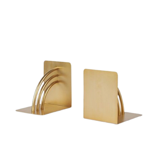 Sujetalibros de aluminio con acabado dorado pulido brillante Organizador de estantería de metal para hogar y oficina para sala de estar y bádminton - Product Image 5