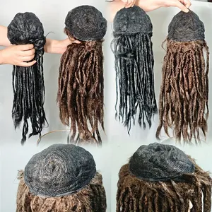 Perruque synthétique <span class=keywords><strong>Rasta</strong></span> Marley Bob Afro Kinky Curly Locs Capuchon élastique en maille densité 250% pour Halloween Cosplay Costume hommes et femmes - Product Image 2