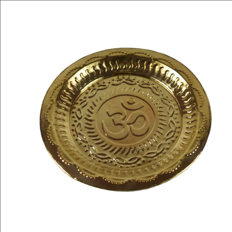Pooja Aarti Thali Karwa Chauth dekoratif Puja Thali Platter dengan simbol Om dan Gayatri Mantra-Dekorasi Rumah-mhn