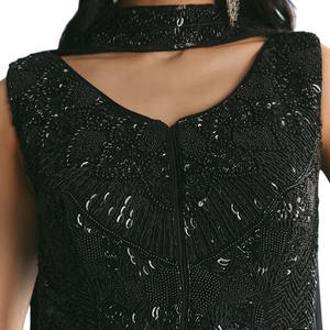 Vente en gros georgette noire Peplum Kurta Sharara sertie de paillettes de perles pour réception de mariage et commandes ethniques personnalisées - Product Image 4