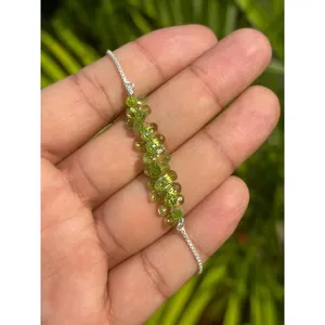 925 Silver Peridot <b>Beads</b> Chain <b>Bracelet</b> for Gift Occasions - Product Image 4
