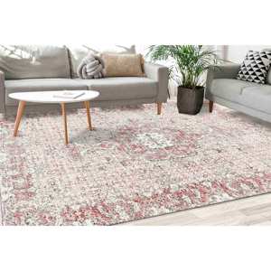 Alfombra Turca Gris y Colorida: Decoración para Pasillo, Salón, Alfombra Interior, con Pelo Suave - Product Image 1