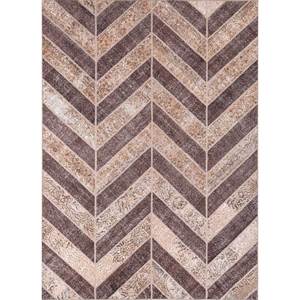 พรมขนสัตว์ผสมปอกระเจาขนาดใหญ่ 9x12 ฟุต สีเบจและสีน้ำตาล ทอมือลายเชฟรอน เหมาะสำหรับห้องโถงบ้านหรือห้องวัยรุ่น - Product Image 1