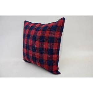 Red Vintage Ikat-Style Wool Pillow 14x14 Inch Soft Fluffy Square <b>Cushion</b> for Outdoor or Home Use <b>Christmas</b> Decorative Feature - Product Image 3