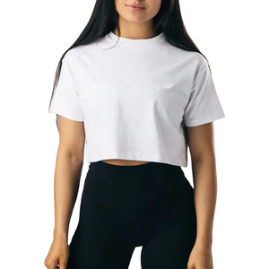 Premium Oversized <b>Crop</b> <b>Top</b> Cotton Women T-Shirt Breathable <b>Top</b> Casual Wear Tee For Women's - Product Image 4