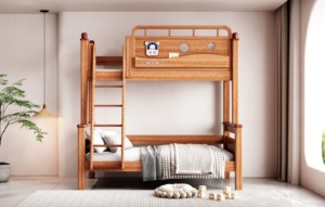 Mid-century Mahogany <b>Wood</b> <b>Bunk</b> <b>Bed</b> for Family Bedroom - Product Image 4