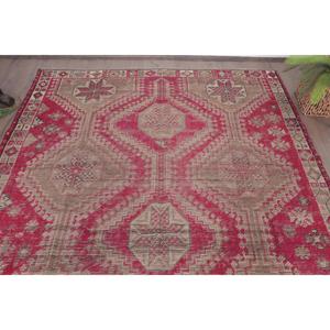 Tapis turc vintage 6,1 x 9,2 pieds, grand tapis, tapis à motifs de plantes et d'arbres rouges - Product Image 4