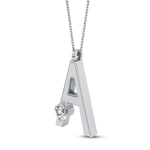 Colgante con Inicial de Letra Mayúscula, Diamante Cultivado en Laboratorio VVS VS EF, Plata de Ley 925 con Acabado en Oro, Personalizado, Solitario, Alfabeto - Product Image 1