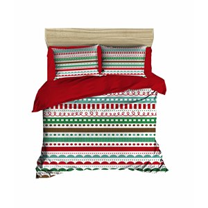 Juego de Funda Nórdica Navideña Clásica y Festiva, Ropa de Cama de Algodón Ranforce para el Hogar, Impresión Digital Doble, Elegante Ropa de Cama Navideña - Product Image 3