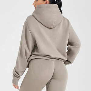 Sweat à capuche léger oversize pour femme, manches longues, vêtement d'hiver, couleur contrastée, séchage rapide, épaules tombantes - Product Image 4