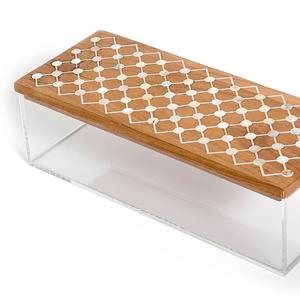 Boîte à chocolat rectangulaire personnalisée en acrylique incrustée de nacre célèbre pour la gravure sur bois stockage de bijoux du Moyen-Orient - Product Image 2