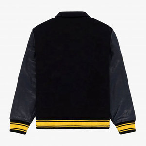 Premium PU Leather Stand Collar Lettermen Jacket for Men Warm Casual Streetwear Reversible & Breathable <b>Button</b> Front - Product Image 2