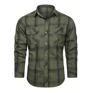 Men's Lightweight <b>Linen</b> Flannel Cargo Shirts Quick-Drying Long Sleeve Tactical Outdoor Casual Wear Spring <b>Yarn</b> Dyed Custom Logo - Product Image 1