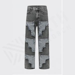 Jeans pour hommes en gros avec logo personnalisé, denim slim fit, pantalons empilés, pantalons skinny, couleur personnalisée en gros, design personnalisé - Product Image 1