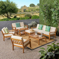 Ensemble de mobilier d'extérieur design moderne, canapé de patio en bois de teck massif imperméable en vente de gros pour hôtels et villas