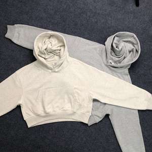 Wholesale High Quality Oversized Hot <b>Girl</b> Blank Plain Thick Short Pullover <b>Sweatshirt</b> Casual Hip Hop Street Wear Women's <b>Hoodie</b> - Product Image 3