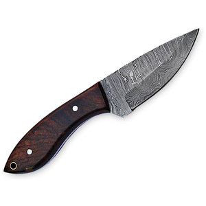 Cuchillo de hoja fija de acero de Damasco hecho a mano con Funda de cuero para acampar al aire libre DIY grado OEM personalización compatible - Product Image 2