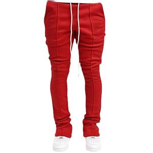 Joggers apilados con logotipo personalizado para hombre, ropa de calle con bolsillo, pantalones de chándal transpirables para hombre, pantalones de chándal apilados acampanados - Product Image 1