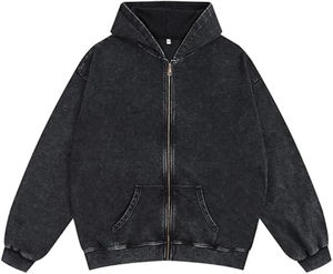 Sudadera con Capucha Extra Grande Estilo Vintage para Mujer, Chaqueta Holgada con Lavado Ácido, Estilo Y2K Retro Grunge, Sudadera con Cremallera, Ajuste Holgado, OEM - Product Image 1