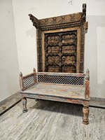 Siècle, Banc de Patio Traditionnel en Bois de Teck Fabriqué à la Main avec Elégant Jali Fretwork Design Sculpté Complexe Sièges Classiques